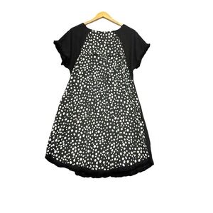 Umgee Linen Blend Dress Boho Lagenlook Women Large Mixed Media Black White